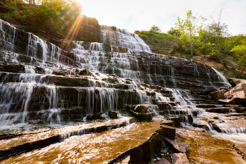 Albion Falls Cascading Waterfall in Hamilton, Ontario, Canada